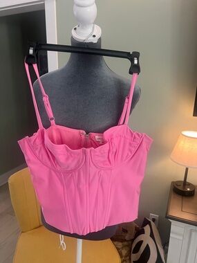 Good American Hot Pink Bustier Bandeau Top